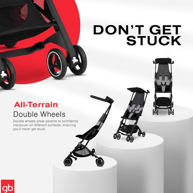 GB Pockit Air All Terrain Ultra Compact Lightweight Travel Stroller With Breathable Fabric In Velvet Black - Image 5
